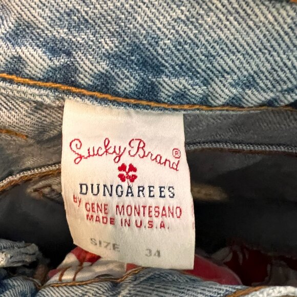 VTG 90s Lucky Brand Mens Relaxed Fit Jeans Size 34 x 29 Light Wash Lucky You Fly - Picture 12 of 15